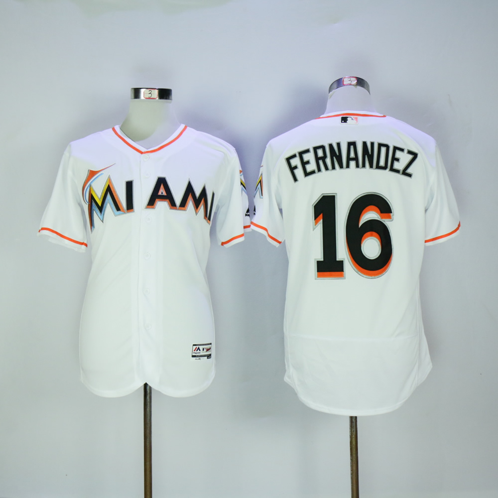 Men Miami Marlins 16 Fernandez White Elite MLB Jerseys